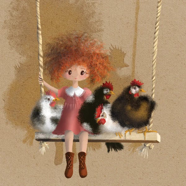Chickens & Roosters: Swinging Chickens by Ellie Beykzadeh