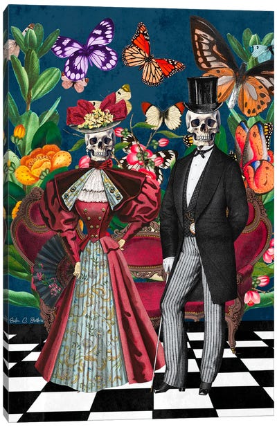 Juntos Hasta El Final Canvas Art Print - Skeleton Art