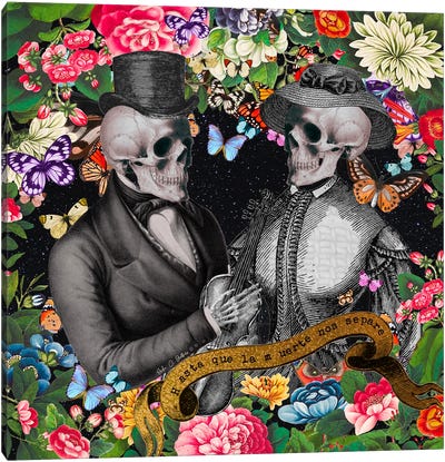 Hasta Que La Muerte Nos Separe Canvas Art Print - Skeleton Art