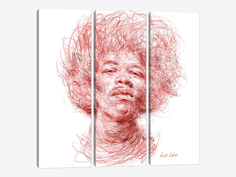 Jimi Hendrix by Erick Centeno 3-piece Canvas Art