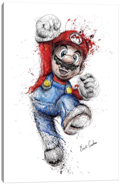 Mario Canvas Art Print - Dad Jokes