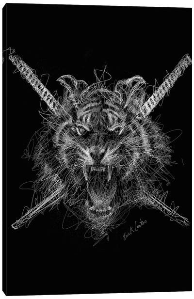 Samurai Tiger Canvas Art Print - Tiger Art