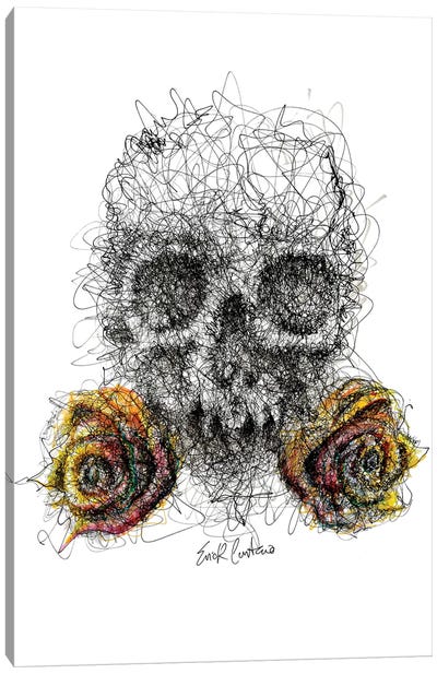 Skull & Roses Canvas Art Print - Erick Centeno
