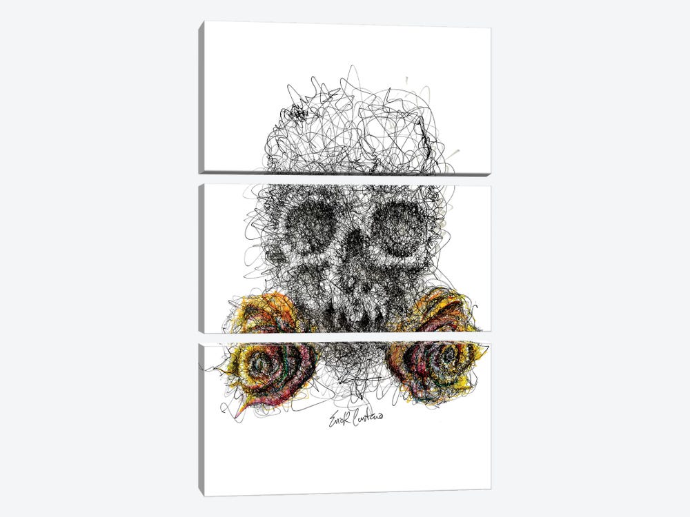 Skull & Roses by Erick Centeno 3-piece Canvas Art Print