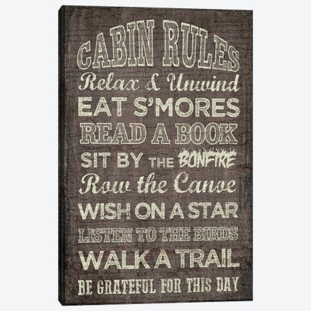 Cabin Rules Canvas Print #ECK145} by Erin Clark Canvas Print