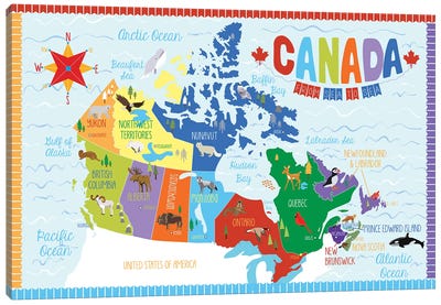 Canada Map Canvas Art Print - Kids Map Art