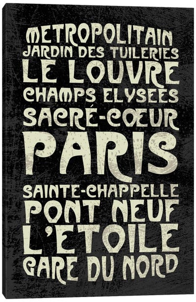 Paris Canvas Art Print - Typography