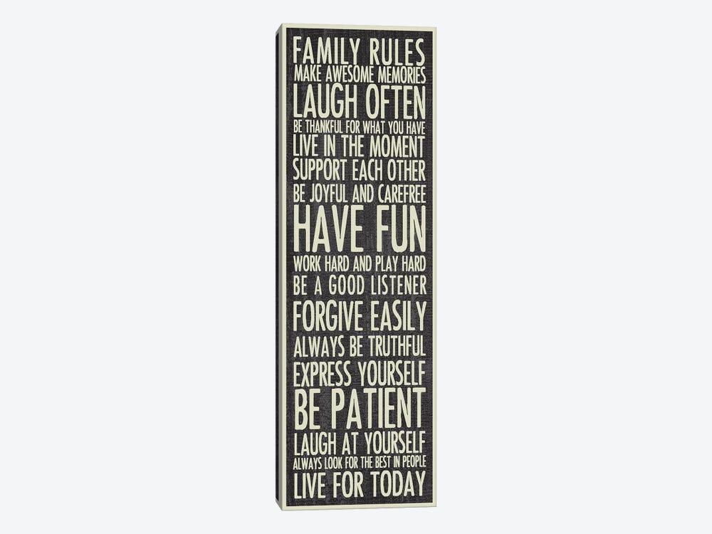 Family Rules by Erin Clark 1-piece Canvas Print