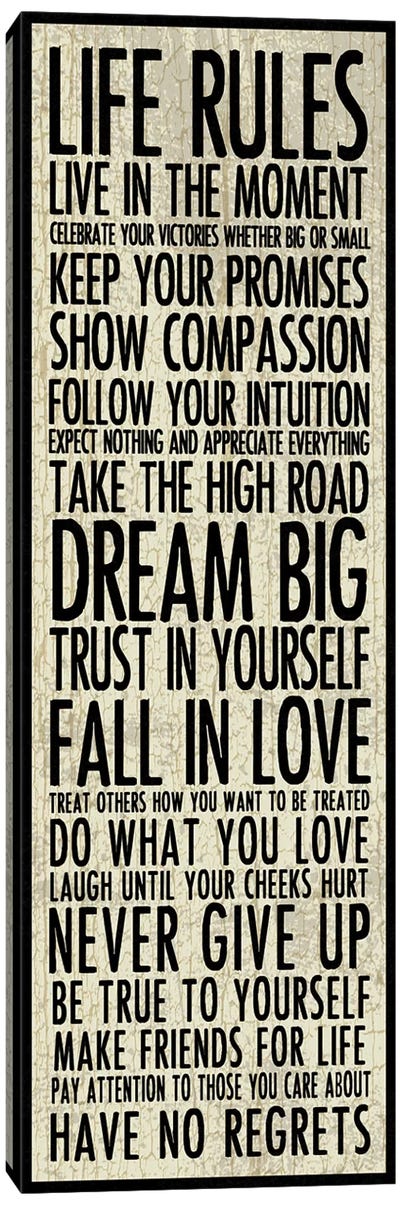 Life Rules Canvas Art Print - Motivational Typography