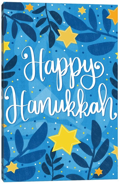 Happy Hanukkah I Canvas Art Print - Hanukkah Art