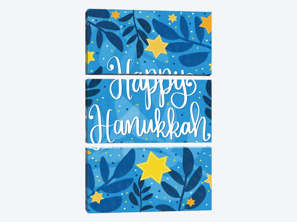 Happy Hanukkah I by Emily Cromwell 3-piece Canvas Art Print