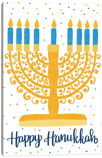 Happy Hanukkah II Canvas Art Print - Hanukkah Art
