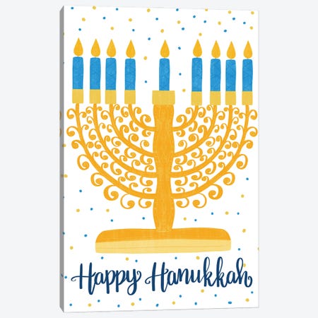 Happy Hanukkah II Canvas Print #ECR24} by Emily Cromwell Canvas Artwork