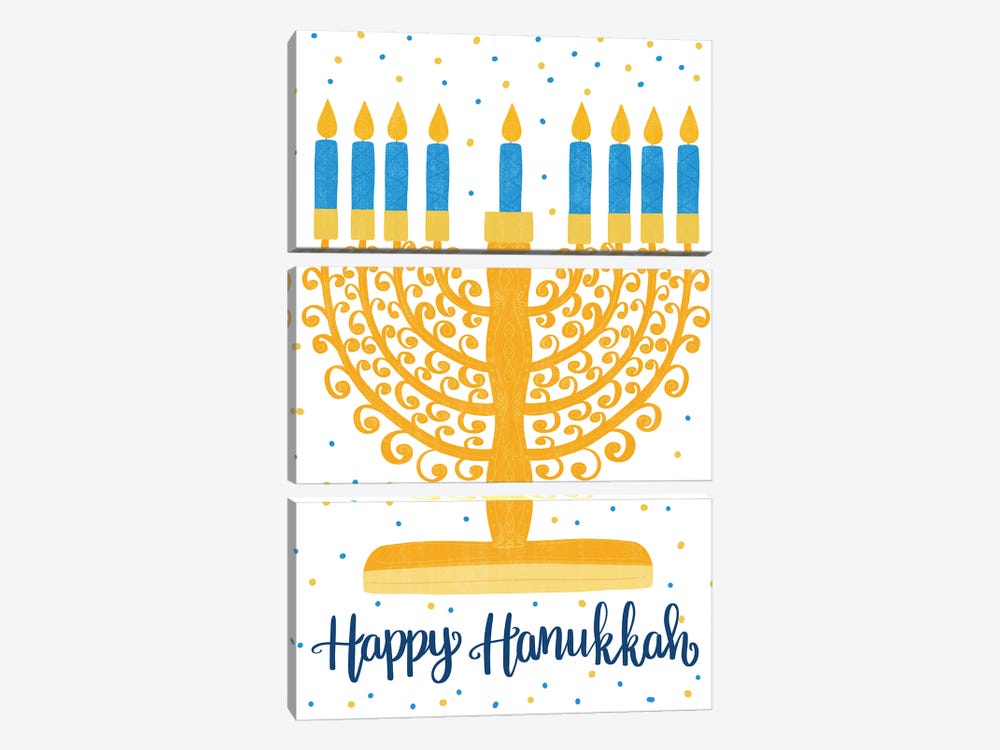 Happy Hanukkah II by Emily Cromwell 3-piece Canvas Artwork