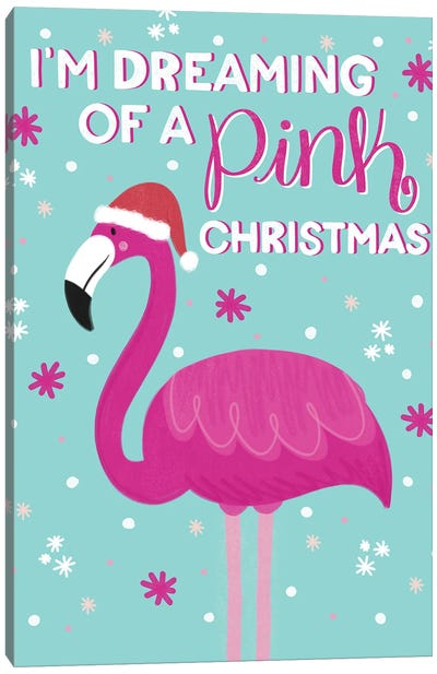 Pink Christmas Canvas Art Print - Coastal Christmas Décor