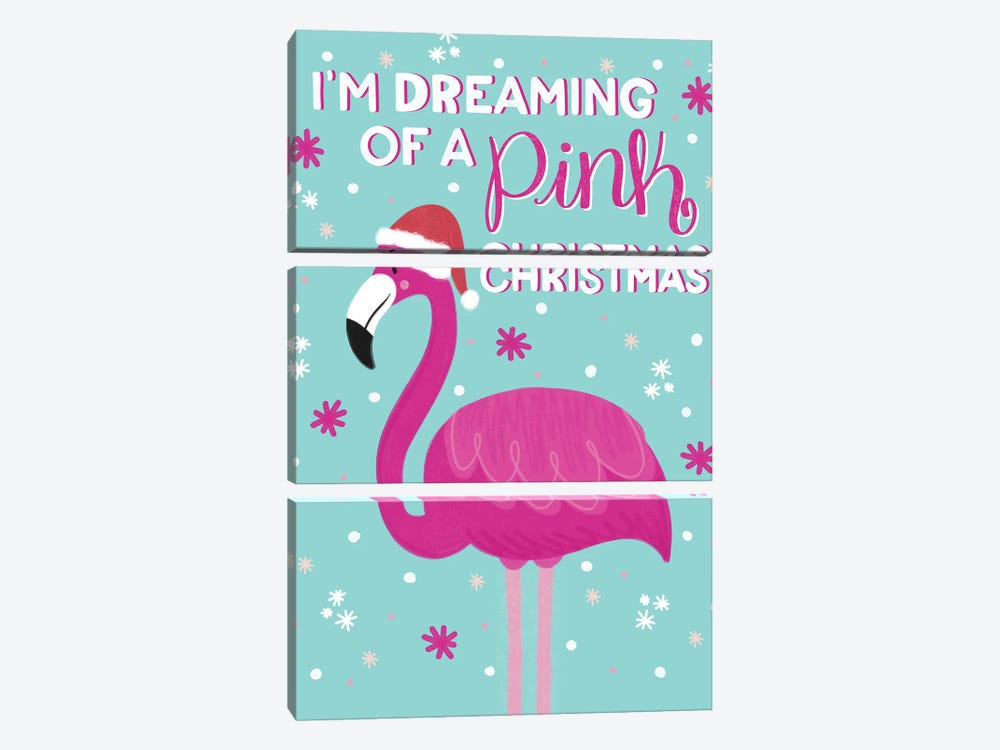 Pink Christmas by Emily Cromwell 3-piece Canvas Art Print