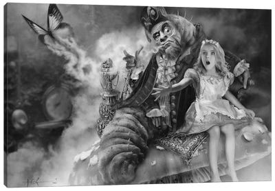 Absolem & Alice Canvas Art Print - Alice In Wonderland