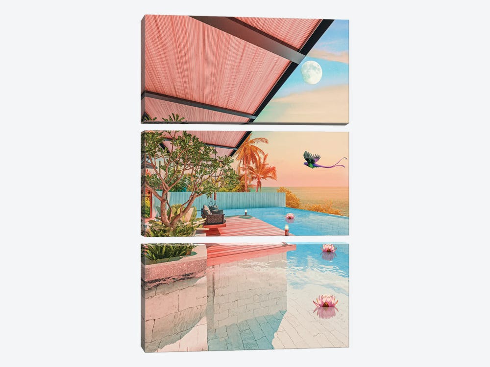 Quetzal By The Pool by Edurne Andoño 3-piece Art Print