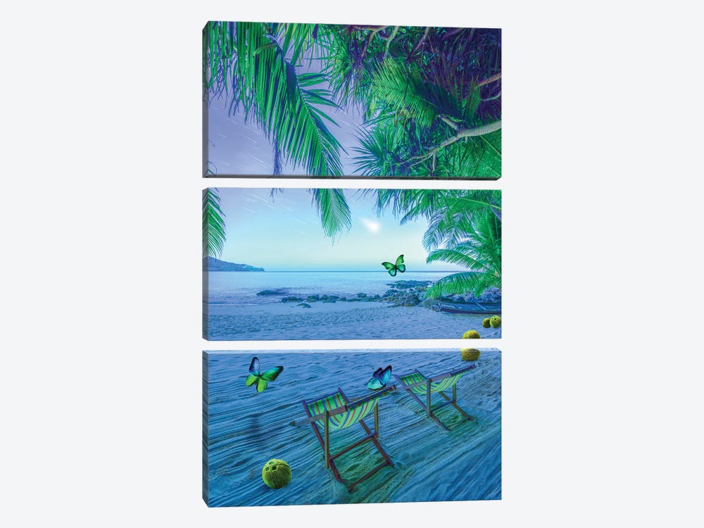 Tropical Night by Edurne Andoño 3-piece Canvas Print