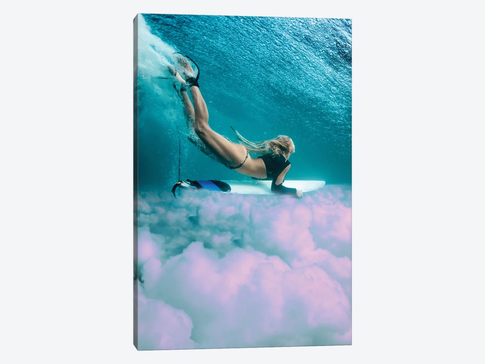 Girl Surfing Clouds by Edurne Andoño 1-piece Canvas Wall Art