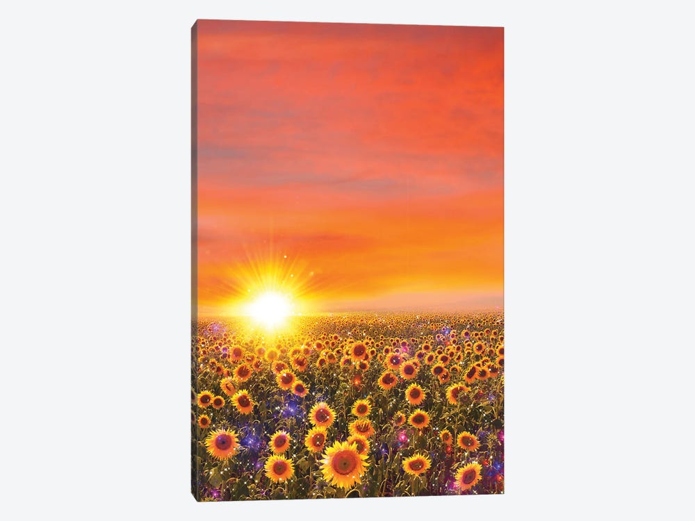 Sunflowers Sunset by Edurne Andoño 1-piece Canvas Art Print