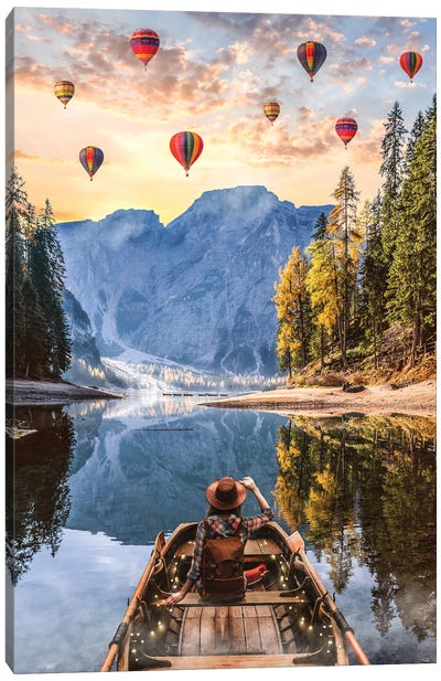 Dream Lake Canvas Art Print - Hot Air Balloon Art