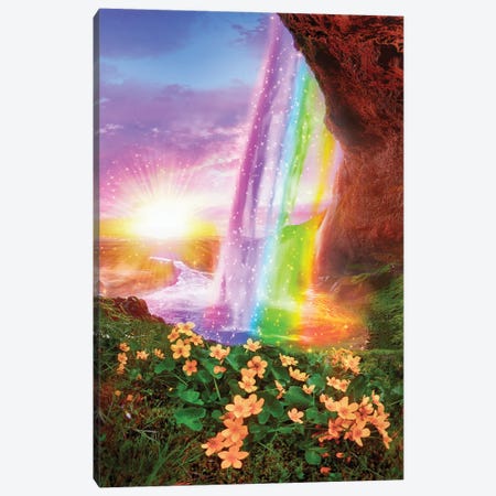 Rainbow Waterfall Canvas Print #EDA84} by Edurne Andoño Canvas Art