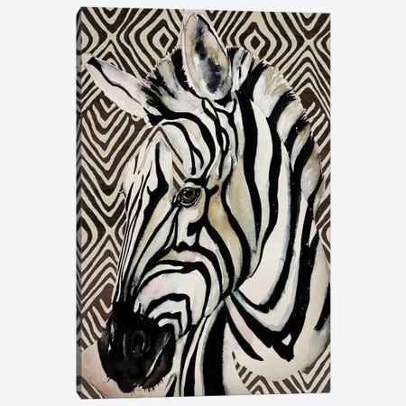 Designer Zebra Canvas Print #EDB1} by Emma Catherine Debs Art Print