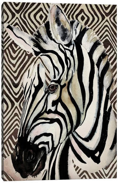 Designer Zebra Canvas Art Print - Ikat Patterns