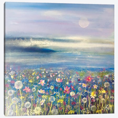 Flowers And Sea I Canvas Print #EDB6} by Emma Catherine Debs Canvas Artwork