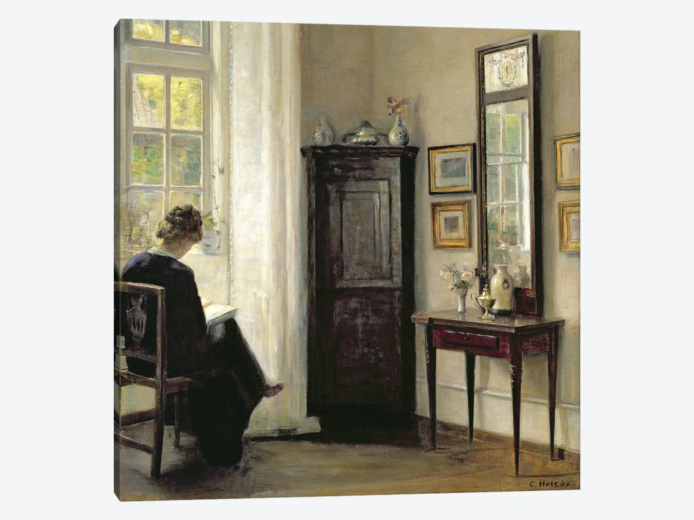 Interior with Woman Reading 1-piece Art Print