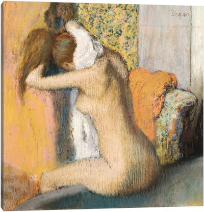After The Bath Canvas Art Print - Edgar Degas