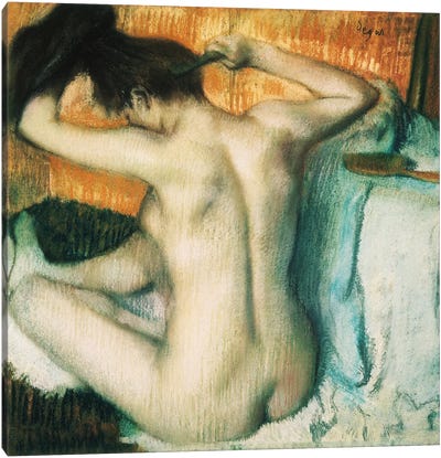 Woman Combing Her Hair Canvas Art Print - Edgar Degas