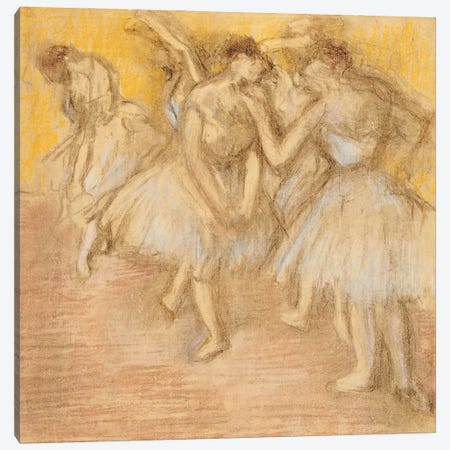 Five Dancers on Stage, c.1906-08  Canvas Print #EDG33} by Edgar Degas Canvas Artwork