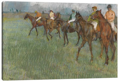 Jockeys in the Rain, c.1886  Canvas Art Print - Horse Racing Art