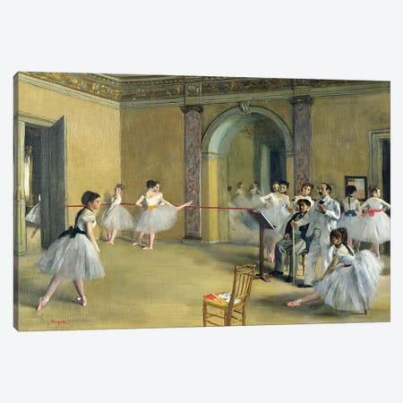 The Dance Foyer at the Opera on the rue Le Peletier, 1872  Canvas Print #EDG63} by Edgar Degas Art Print