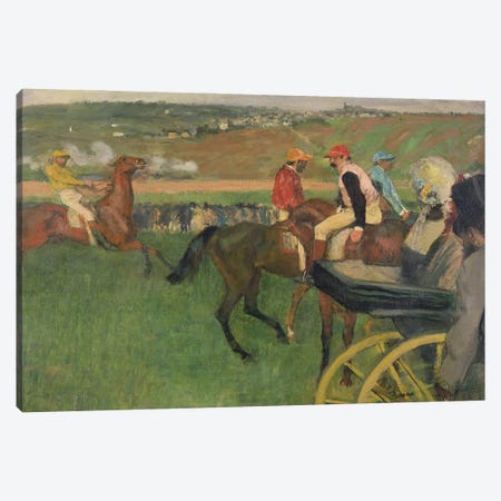 The Race Course - Amateur Jockeys near a Carriage, c.1876-87  Canvas Print #EDG68} by Edgar Degas Art Print