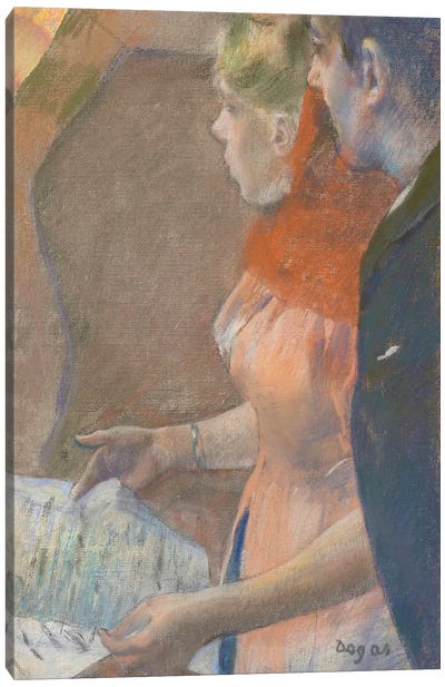 Dans les coulisses  , c. 1882-5 Canvas Art Print - Edgar Degas