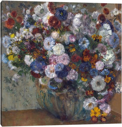 A Vase Of Flowers Canvas Art Print - Edgar Degas