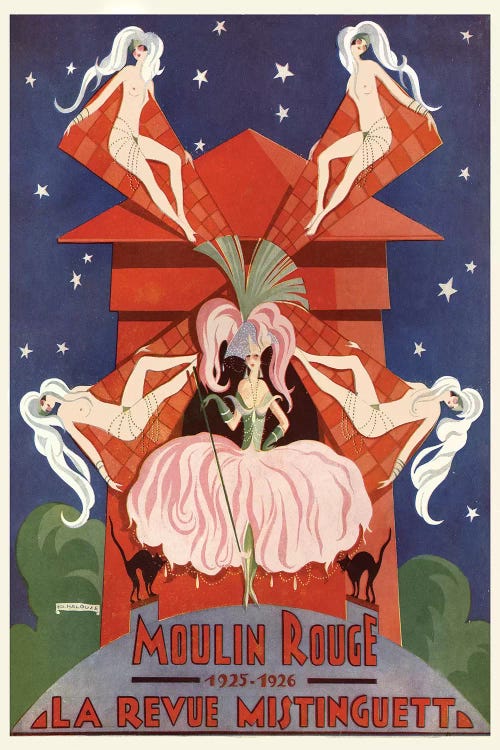 Moulin Rouge La Revue Mistinguett Advertisement, 1926 by Edouard Halouze wall art