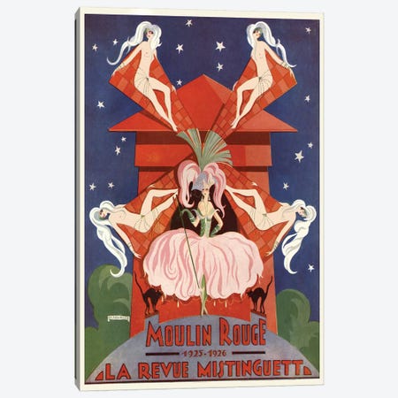 Moulin Rouge La Revue Mistinguett Advertisement, 1926 Canvas Print #EDH1} by Edouard Halouze Canvas Print