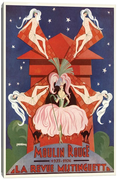 Moulin Rouge La Revue Mistinguett Advertisement, 1926 Canvas Art Print - Vintage Décor