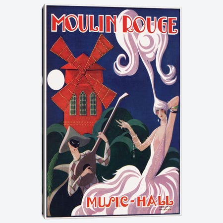 Moulin Rouge Music-Hall Advertisement, 1920s Canvas Print #EDH2} by Edouard Halouze Canvas Print