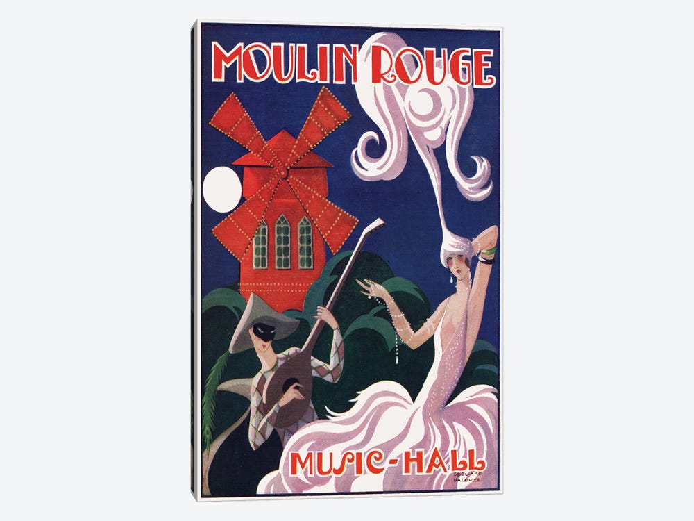 Moulin Rouge Music-Hall Advertisement, 1920s 1-piece Canvas Art
