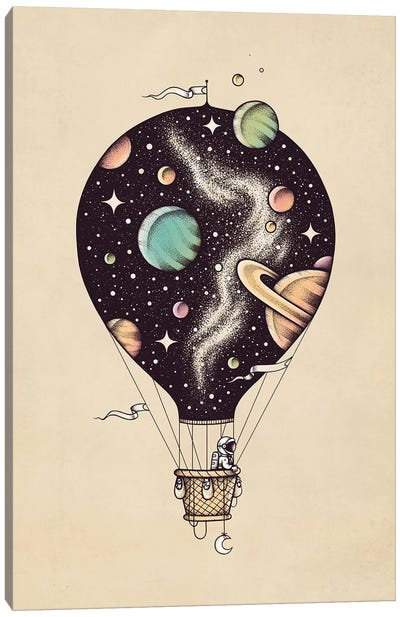 Interstellar Journey Canvas Art Print - Hot Air Balloon Art