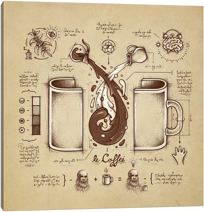Le Coffee (Fluid Of Creativity) Canvas Art Print - Kitchen Blueprints