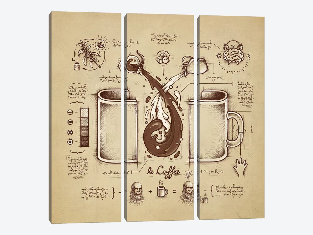Le Coffee (Fluid Of Creativity) by Enkel Dika 3-piece Canvas Print