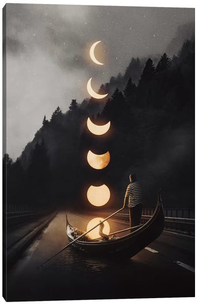 Moon Ride 24 Canvas Art Print - Crescent Moon Art