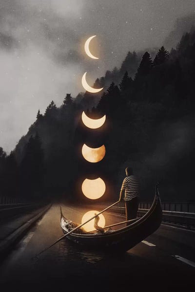 Kids Transportation Art: Moon Ride 24 by Enkel Dika