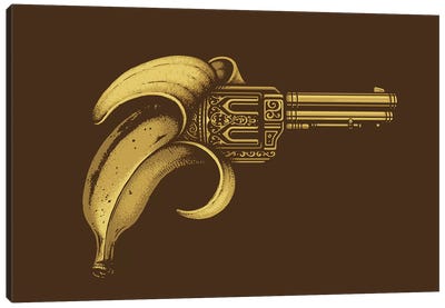 Banana Gun Canvas Art Print - Pop Art for Kitchen